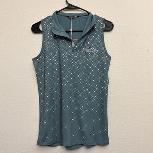 Levelwear Womens Golf Polo Sleeveless Teal Geometric Quarter Zip Size M NWT